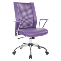 OSP Home Furnishings BRD26-512 Bridgeway Office Chair with Purple Woven Mesh and Chrome Base